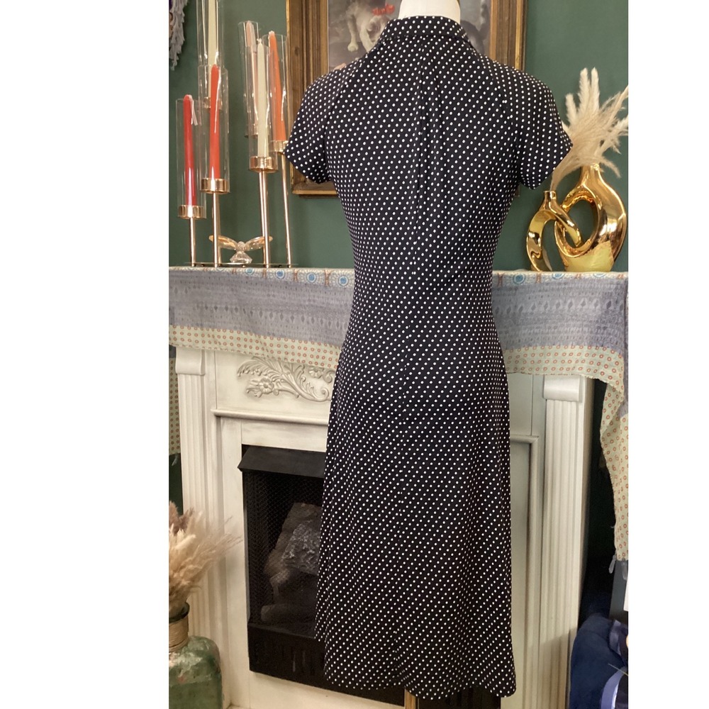 Byer Too! Vintage Polka Dot Midi Dress Collared Empire Waist S Juniors - Picture 3 of 5